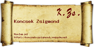 Koncsek Zsigmond névjegykártya